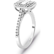 Lilarote Modern Tasarım 0.60 Ct Baget Kare Tektaş Yüzük