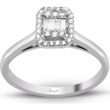 Lilarote  Baget Kare 0.20 Ct Tektaş  Yüzük Modern Tasarım