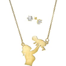 Forentina Altın Kaplama Bayan  Anne Bebek Kolyesi Ps0554