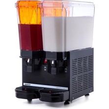 Samixir Klasik Twin Soğuk İçecek Dispenseri, 20+20 L, Fıskiyeli ve Karıştırıcılı, Siyah