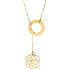 Glorria Altın Gül Motifli Kolye Sv0067