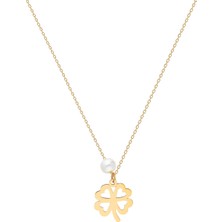 Glorria Altın İnci Yonca Kolye Sv0094