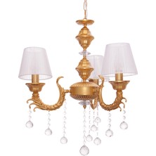 Umur Aydınlatma Novel 3'Lü Altın Varak Abajurlu Avize