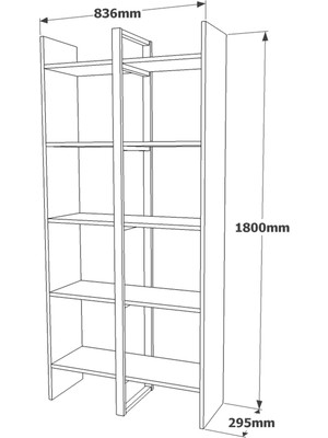 Yurudesign ML5 5 Raflı Iron Metal Aksamlı Kitaplık