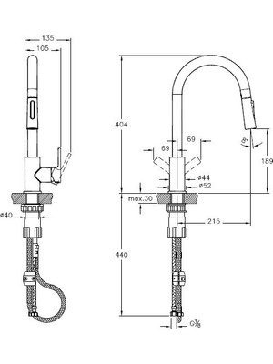 Artema Maestro A42145 Pull-Down Eviye Bataryası, Krom