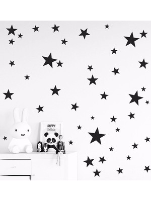 Tilki Dünyası 150 Adet Siyah Yıldız Set Bebek ve Çocuk Odası Duvar Sticker