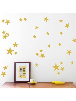 Tilki Dünyası 120 Adet Altın Renkli Yıldızlar Çocuk ve Bebek Odası Sticker