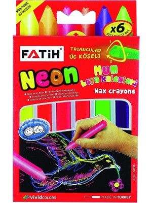 Fatih Neon Mum Boya Kalemleri 6 Renk Jumbo Boya Çocuklar İçin Güvenli ve Yıkanabilir