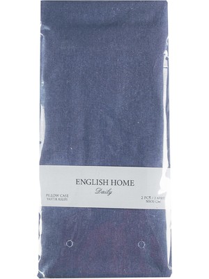 English Home Düz Pamuklu 2li Yastık Kılıfı 50x70 Cm Koyu Mavi