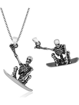 KENPAZAR Gumush Gümüş Kuru Kafa Kolye