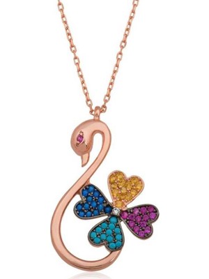 KENPAZAR Gumush Gümüş Kuğu Yonca Kolye