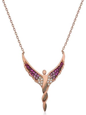 KENPAZAR Gumush Gümüş Kanatlı Melek Bayan Kolye