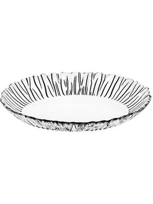 Paşabahçe Aurora Oval Servis Tabağı 25x19 cm Şık Desenli Cam Malzeme ile Tek Parça