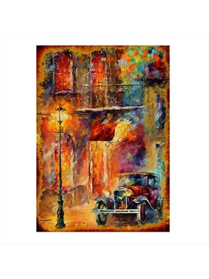 Cakasepetim Ahşap Tablo Yağlı Boya Otomobil