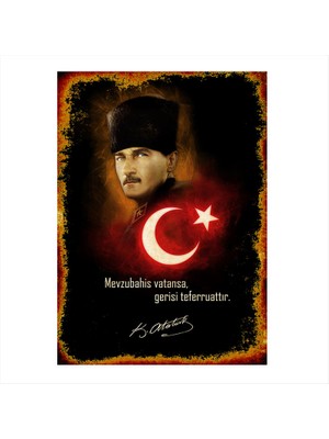 Cakasepetim Ahşap Tablo Bayrak Atatürk Söz