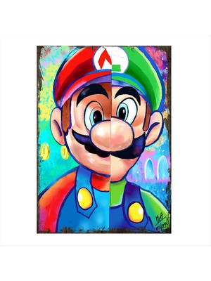Cakasepetim Ahşap Tablo Süper Mario ve luigi