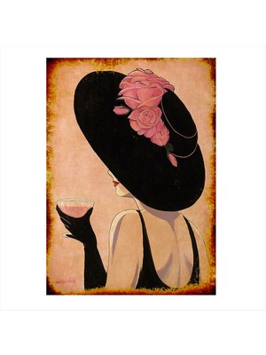 Cakasepetim Ahşap Tablo şarap ve kadın