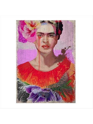 Cakasepetim Ahşap Tablo renkli Frida kahlo