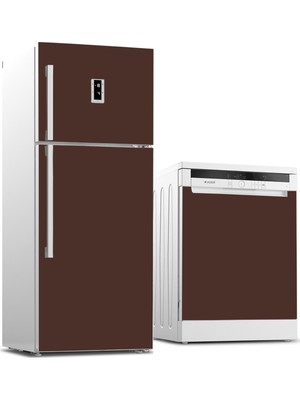 Tilki Dünyası Buzdolabı ve Bulaşık Makinesi Kaplama Sticker 507 Kahverengi