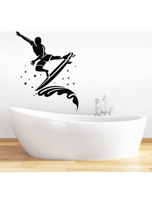Tilki Dünyası Sörfcü Adam Duşakabin ve Banyo Sticker