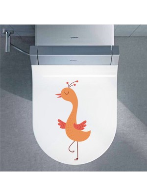 Tilki Dünyası Sevimli Kuş Klozet Kapağı ve Banyo Sticker