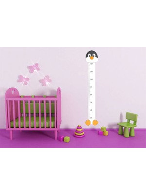 Tilki Dünyası Sevimli Penguen Boy Cetveli Duvar Sticker