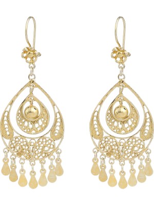 Nusret Takı 925 Ayar Gümüş Ay Modeli Telkari Küpe