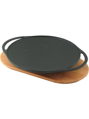 Lava Ahşap Altlıklı Döküm Demir Sac Kavurma Tavası (Ø) 28 Cm