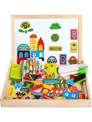 Piramigo Okul Öncesi Mıknatıslı Yazı Çizim Tahtası Trafik Urban Traffic Magnetic Puzzle