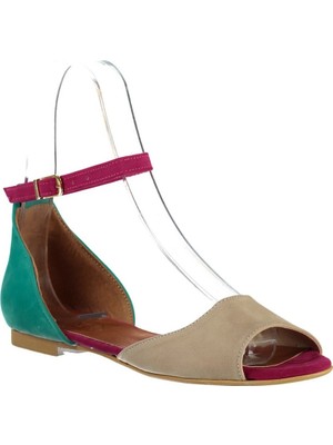 Fox Shoes TenFuşyaYeşil Kadın Sandalet B726555002