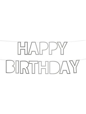 Kullan At Market Happy Birthday Şablon Harf Afiş Simli Gümüş