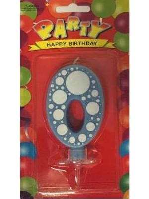 Partici Mavi Puantiyeli 0 Rakam Mum