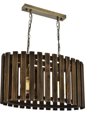 Avonni AV-1685-M3 Eskitme Kaplama Modern Avize E27 Metal Ahşap H: 70 cm, WxD: 57x28 cm