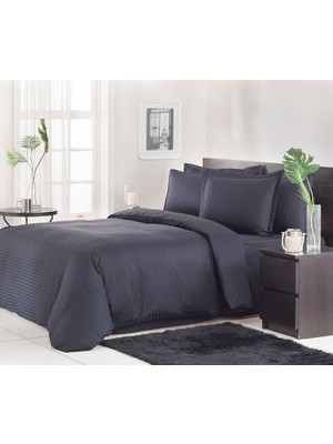 Özdilek Çift Kişilik Saten Nevresim Takımı Line Siyah