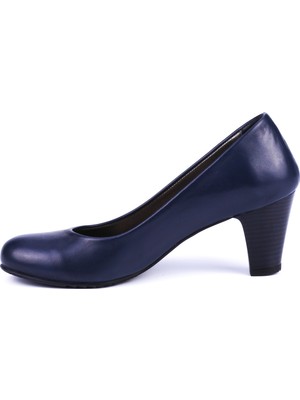 Girl Boss New York Lacivert Deri Hostes Ayakkabısı C4006-P-4