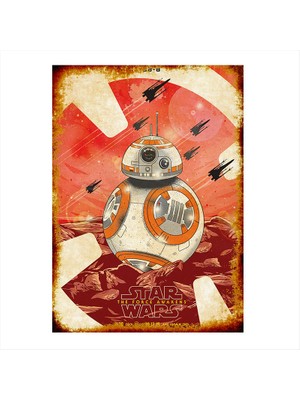 Cakasepetim Ahşap Tablo Star Wars Bb8 Posteri