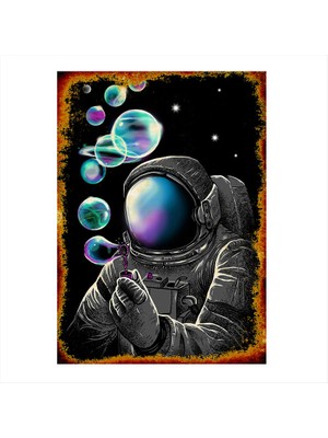 Cakasepetim Ahşap Tablo Soyut Astronot