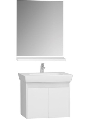 VitrA Step 65 Cm Demonte Banyo Dolabı Seti Beyaz (Lavabo Dolabı+Ayna+Raf)