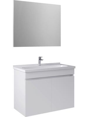Kale Banyo Krea Banyo Dolabı Takımı (Ayna+Alt Dolap) 80cm Beyaz