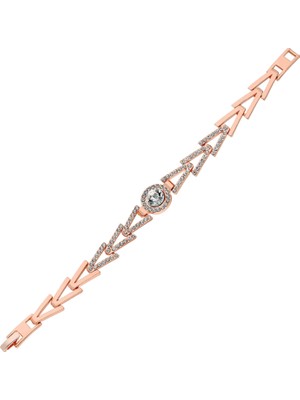 Forentina Bayan  Tek Taşlı Rose Kaplama Tasarım  Bileklik Ps0536