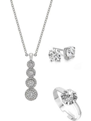 Forentina Bayan Tasarım 3 Lü Kolye Küpe Yüzük Takı Seti Ps0540