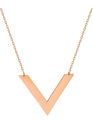 Glorria Rose Altın V Kolye