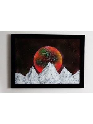 Can Pulat Uzay Temalı Siyah Çerçeveli Tablo