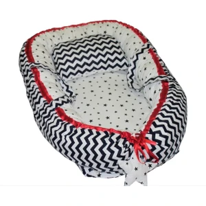 Başkaya Shopping Babynest Bebek Uyku Yatağı Ve Yastağı Zikzaklı Lacivert