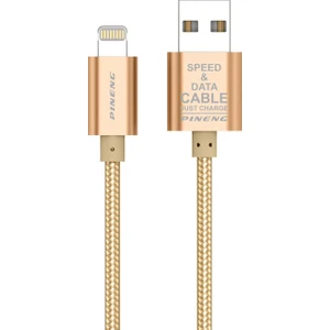 PN-305 iPhone Uyumlu Lightning 2 Metre Örgülü Altın Kablo