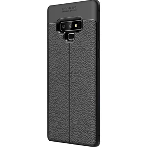 Samsung Galaxy Note 9 Kılıf Deri Dokulu Silikon Siyah