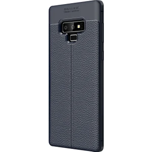 Samsung Galaxy Note 9 Kılıf Deri Dokulu Silikon Lacivert