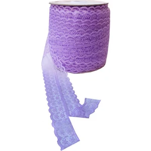Kurdele 10 Metre Çift Katlı Güpür Dantel Kurdele Lila ( En : 5 cm)