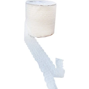 Kurdele 10 Metre Çift Katlı Güpür Dantel Kurdele Beyaz ( En : 5 cm)