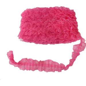 Kurdele 18 Metre Pileli Dantel Şerit Kurdele Fuşya ( 4,2 cm )